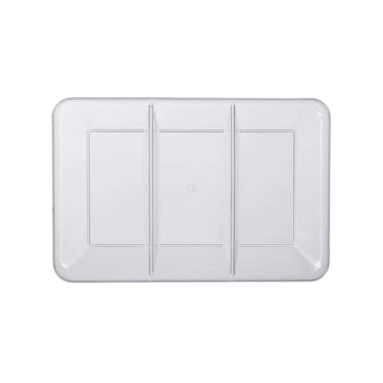 12 Pack: 14&#x22; Clear 3 Compartment Tray by Celebrate It&#x2122;